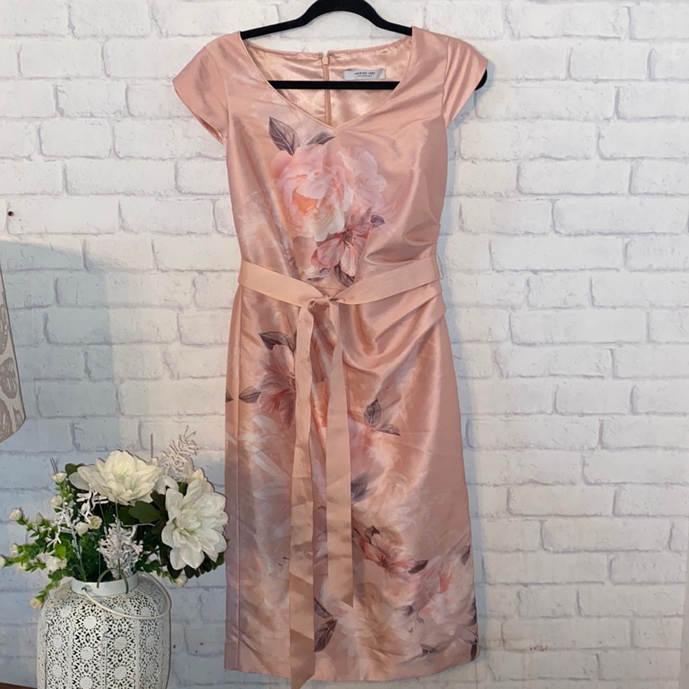 Beautiful Jacques Vert Pink Floral Dress Size UK 8 US 4